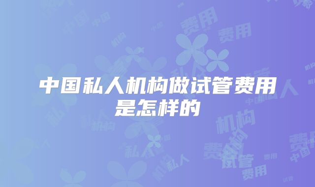 中国私人机构做试管费用是怎样的