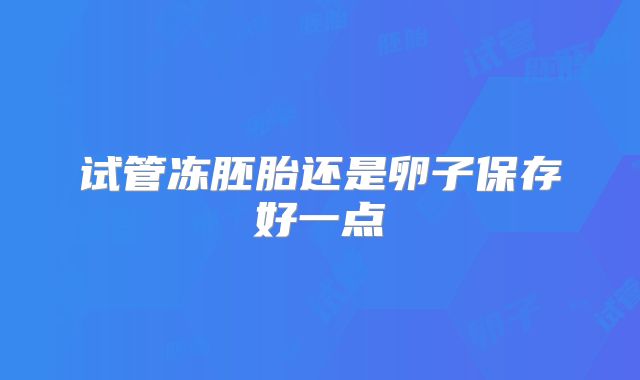 试管冻胚胎还是卵子保存好一点