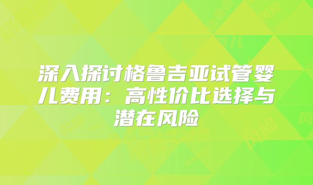 深入探讨格鲁吉亚试管婴儿费用:高性价比选择与潜在风险