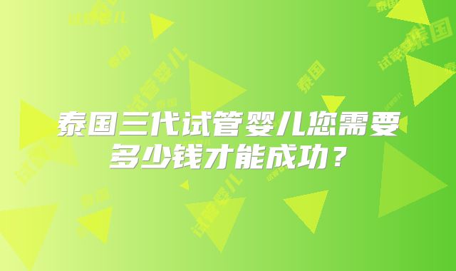泰国三代试管婴儿您需要多少钱才能成功?