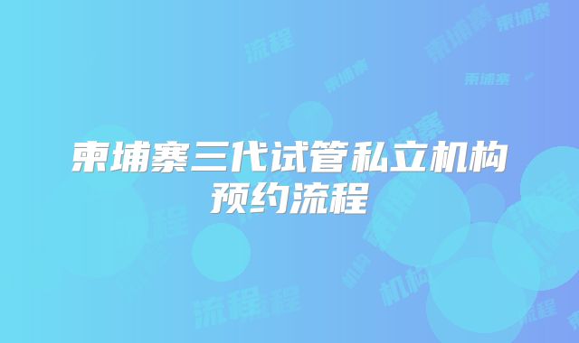 柬埔寨三代试管私立机构预约流程