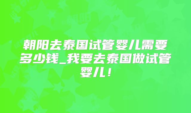 朝阳去泰国试管婴儿需要多少钱_我要去泰国做试管婴儿！