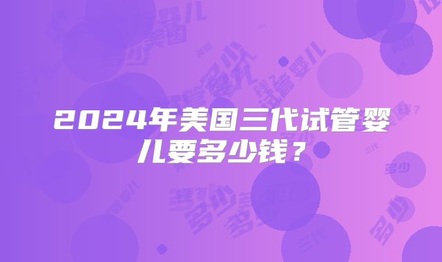 2024年美国三代试管婴儿要多少钱？