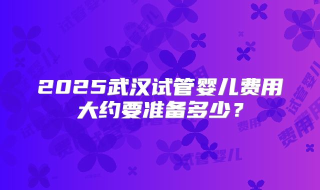 2025武汉试管婴儿费用大约要准备多少？