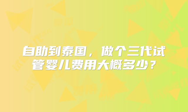 自助到泰国，做个三代试管婴儿费用大概多少？