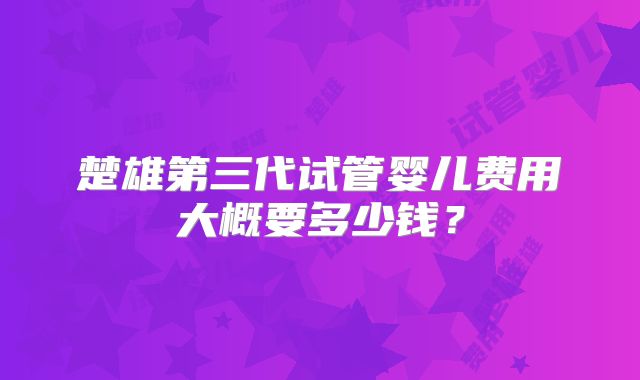 楚雄第三代试管婴儿费用大概要多少钱？