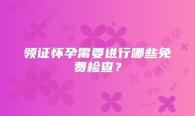 领证怀孕需要进行哪些免费检查？