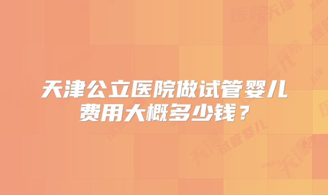 天津公立医院做试管婴儿费用大概多少钱?