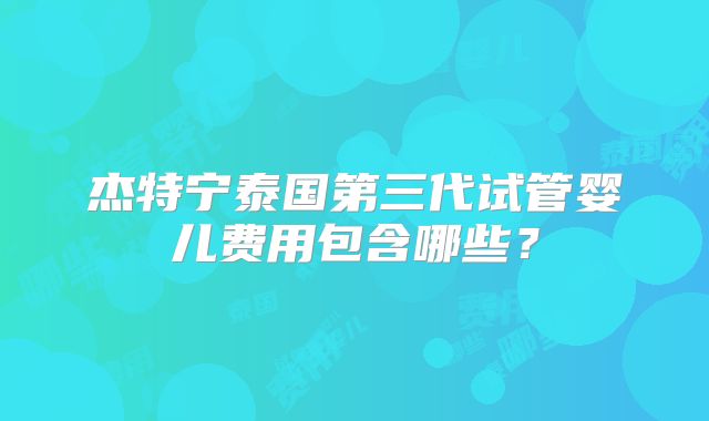 杰特宁泰国第三代试管婴儿费用包含哪些？