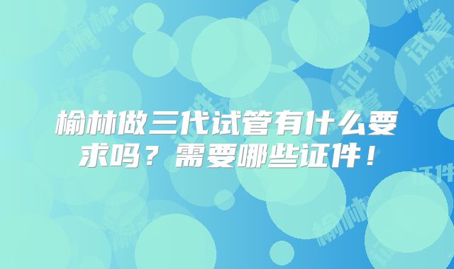 榆林做三代试管有什么要求吗？需要哪些证件！