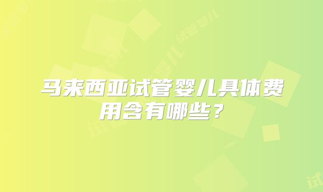 马来西亚试管婴儿具体费用含有哪些?