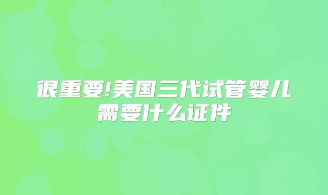 很重要!美国三代试管婴儿需要什么证件