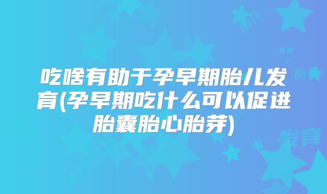 吃啥有助于孕早期胎儿发育(孕早期吃什么可以促进胎囊胎心胎芽)