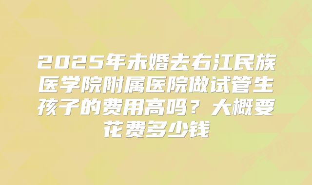 2025年未婚去右江民族医学院附属医院做试管生孩子的费用高吗?大概要花费多少钱