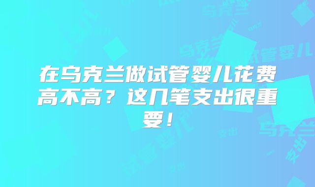 在乌克兰做试管婴儿花费高不高?这几笔支出很重要!