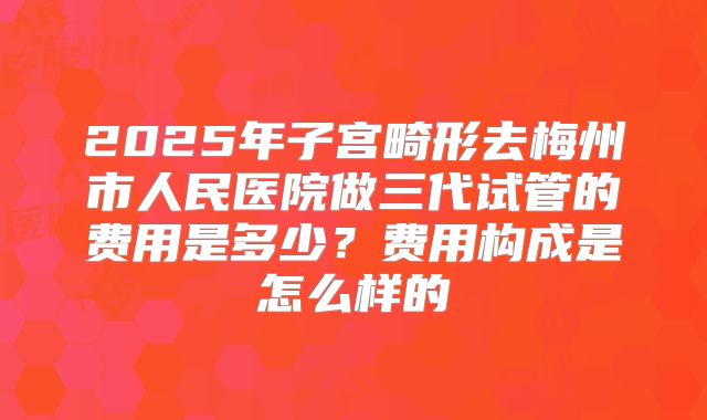 2025年子宫畸形去梅州市人民医院做三代试管的费用是多少?费用构成是怎么样的