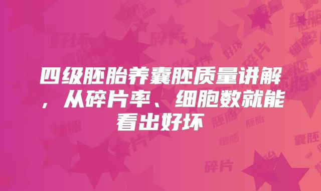 四级胚胎养囊胚质量讲解，从碎片率、细胞数就能看出好坏