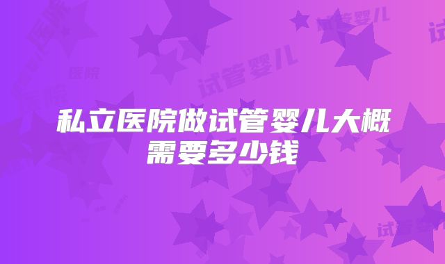 私立医院做试管婴儿大概需要多少钱