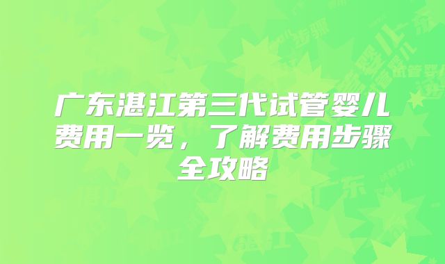 广东湛江第三代试管婴儿费用一览，了解费用步骤全攻略