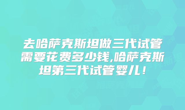 去哈萨克斯坦做三代试管需要花费多少钱,哈萨克斯坦第三代试管婴儿!