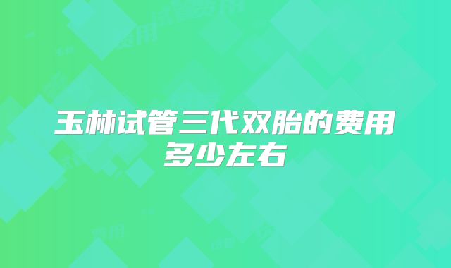 玉林试管三代双胎的费用多少左右