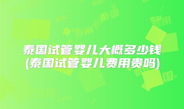 泰国试管婴儿大概多少钱(泰国试管婴儿费用贵吗)
