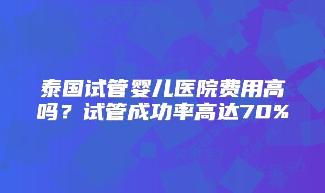 泰国试管婴儿医院费用高吗？试管成功率高达70%