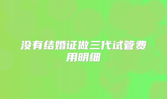 没有结婚证做三代试管费用明细
