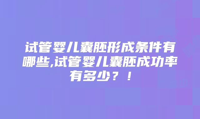 试管婴儿囊胚形成条件有哪些,试管婴儿囊胚成功率有多少？！