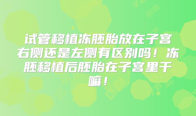试管移植冻胚胎放在子宫右侧还是左侧有区别吗！冻胚移植后胚胎在子宫里干嘛！