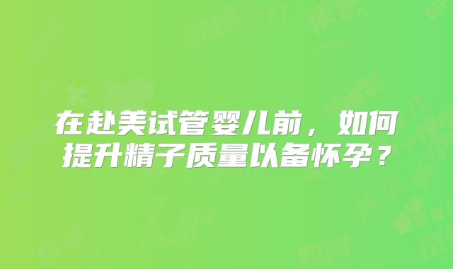 在赴美试管婴儿前，如何提升精子质量以备怀孕？