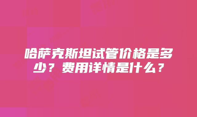 哈萨克斯坦试管价格是多少？费用详情是什么？