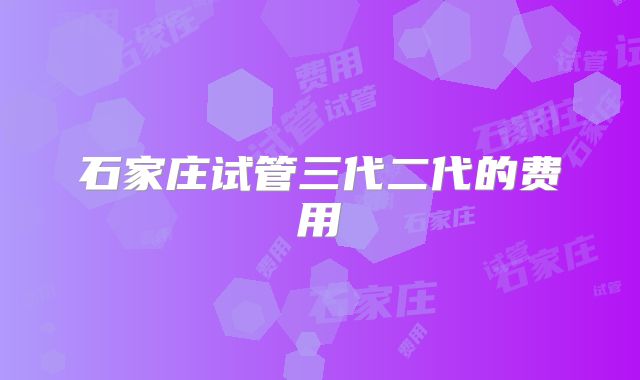 石家庄试管三代二代的费用