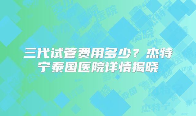 三代试管费用多少？杰特宁泰国医院详情揭晓