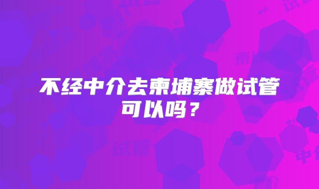 不经中介去柬埔寨做试管可以吗？