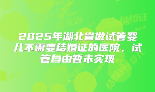 2025年湖北省做试管婴儿不需要结婚证的医院,试管自由暂未实现