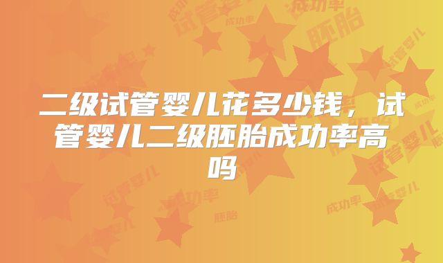 二级试管婴儿花多少钱,试管婴儿二级胚胎成功率高吗