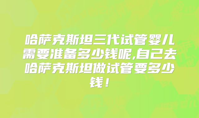 哈萨克斯坦三代试管婴儿需要准备多少钱呢,自己去哈萨克斯坦做试管要多少钱！
