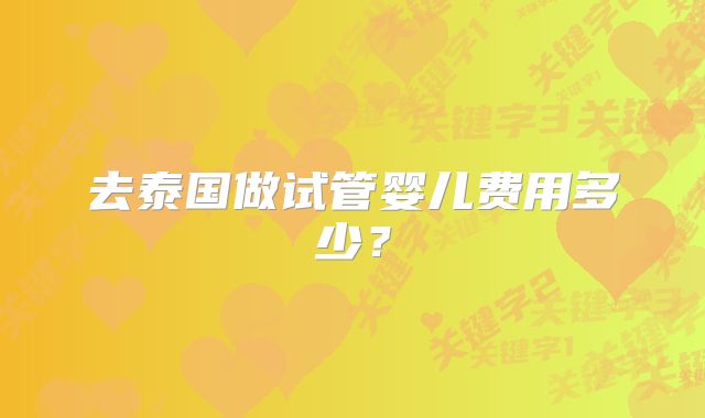 去泰国做试管婴儿费用多少？