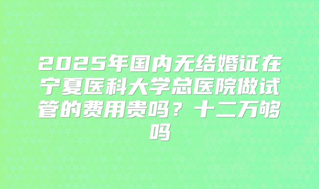 2025年国内无结婚证在宁夏医科大学总医院做试管的费用贵吗？十二万够吗