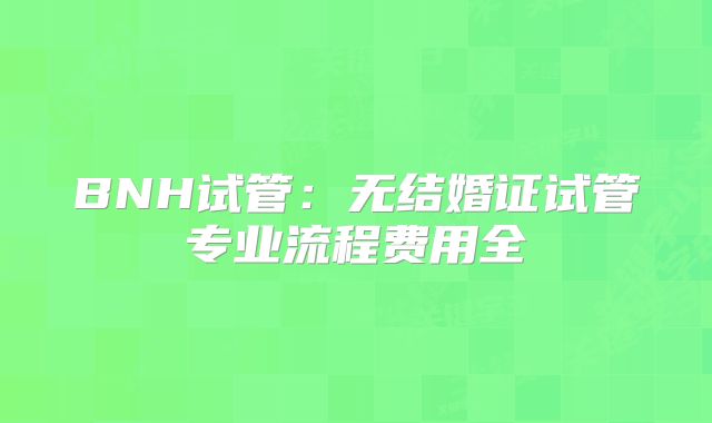 BNH试管：无结婚证试管专业流程费用全
