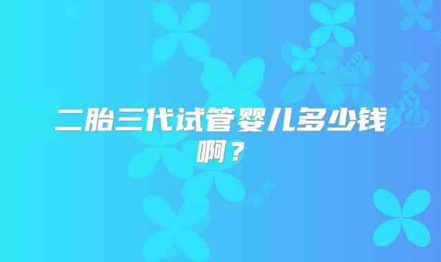 二胎三代试管婴儿多少钱啊?