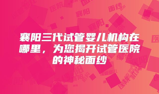 襄阳三代试管婴儿机构在哪里，为您揭开试管医院的神秘面纱