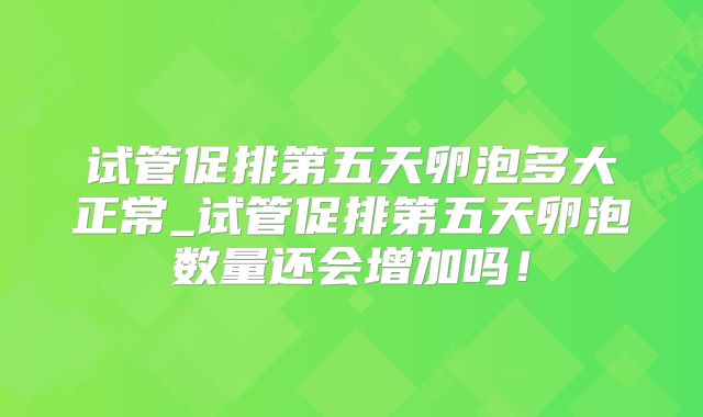 试管促排第五天卵泡多大正常_试管促排第五天卵泡数量还会增加吗！