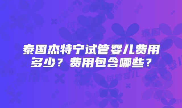 泰国杰特宁试管婴儿费用多少？费用包含哪些？