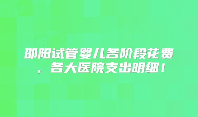 邵阳试管婴儿各阶段花费，各大医院支出明细！