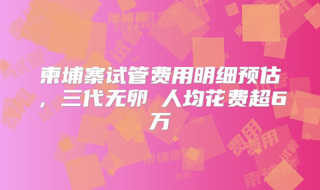 柬埔寨试管费用明细预估，三代无卵�人均花费超6万