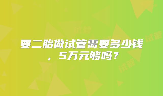要二胎做试管需要多少钱，5万元够吗？