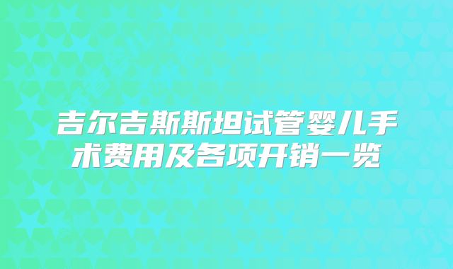 吉尔吉斯斯坦试管婴儿手术费用及各项开销一览