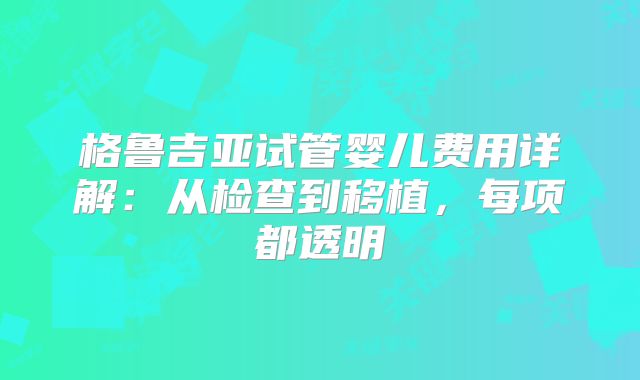 格鲁吉亚试管婴儿费用详解：从检查到移植，每项都透明